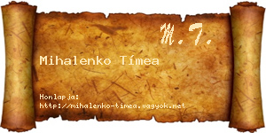 Mihalenko Tímea névjegykártya